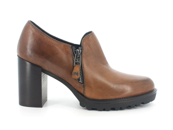 Melluso donna scarpa accollata in pelle con zip L5242A-206865 Marrone